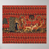 野生の人々の鹿狩り、動物、赤フローラ ポスター (正面)