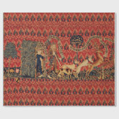 野生の人々の鹿狩り、動物、赤フローラ ラッピングペーパー (フラット)