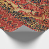 野生の人々の鹿狩り、動物、赤フローラ ラッピングペーパー (角)