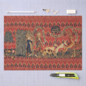 野生の人々の鹿狩り、動物、赤フローラ 薄葉紙 (クラフト)