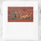 野生の人々の鹿狩り、動物、赤フローラ 長方形シール (バッグ)