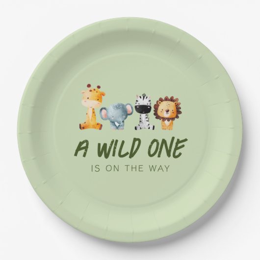 野生の人がサファリの赤ちゃんシャワーを途中にある ペーパープレート (正面)