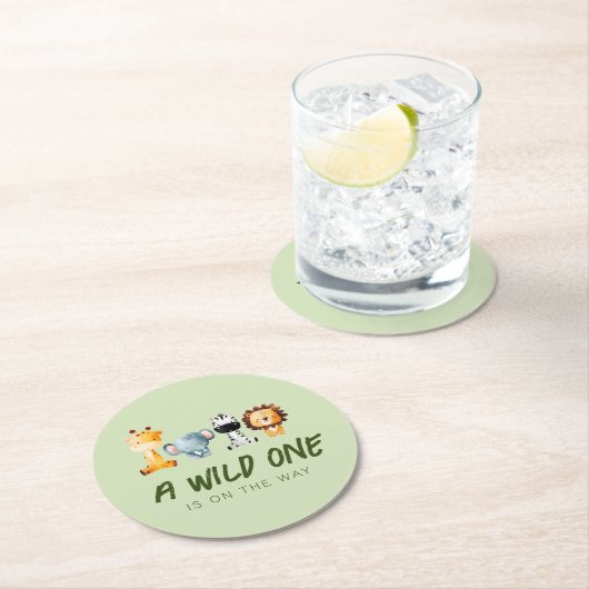 野生の人がサファリの赤ちゃんシャワーを途中にある ラウンドペーパーコースター (インサイチュ)