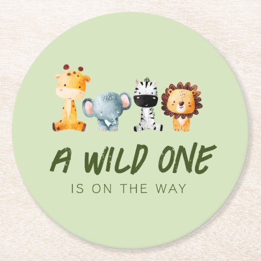 野生の人がサファリの赤ちゃんシャワーを途中にある ラウンドペーパーコースター (正面)