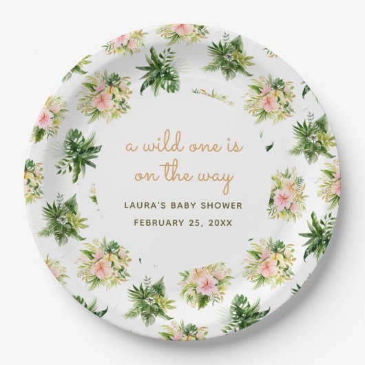 野生の人がジャングルのの赤ん葉だシャワーの途中にある ペーパープレート (正面)