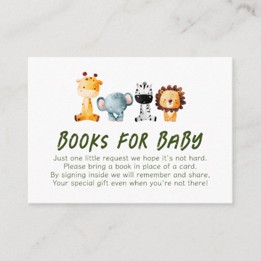 野生の人はサファリの本をベビーに向けて進んでいる エンクロージャーカード (正面)