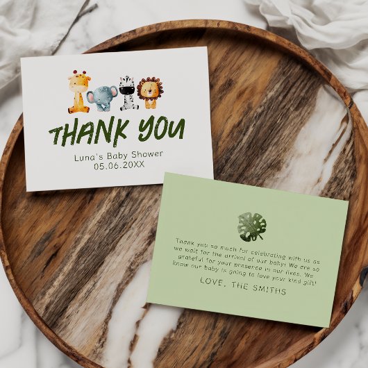 野生の人はサファリの赤ちゃんシャワーフラットに行く サンキューカード