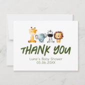 野生の人はサファリの赤ちゃんシャワーフラットに行く サンキューカード (正面)