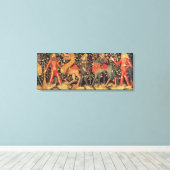 野生の人間と動物,タペストリー, 15世紀 キャンバスプリント (インサイチュ (ウッドフロア))