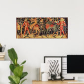 野生の人間と動物,タペストリー, 15世紀 ポスター (ホームオフィス)