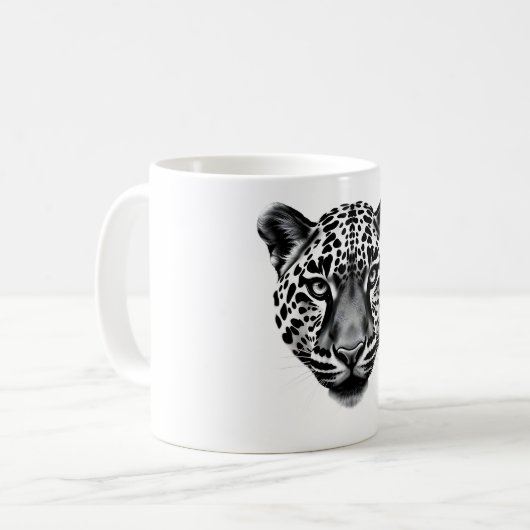 野生の側面を解き放つ – Realistic Leopard Head Te コーヒーマグカップ (正面左)