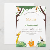 野生の冒険に参加 – 最初の誕生日 招待状 (正面/裏面)