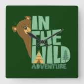 野生の冒険の中で スクエア壁時計 (正面)