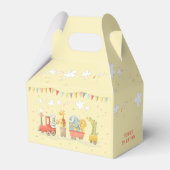 野生の動物が乗った音楽列車の子供の誕生日パーティー フェイバーボックス (裏面サイド)