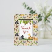 野生の動物のジャングルパターンパーティーありがとう ポストカード (スタンド正面)