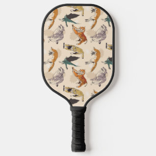 野生の動物のスケッチで手書きレトロ ピックルボールラケット