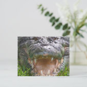 野生の動物の塩水ワニの頭の口を開く ポストカード (スタンド正面)