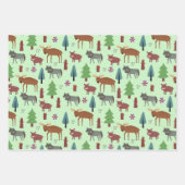 野生の動物の森の鹿イノシシ ラッピングペーパーシート (正面)