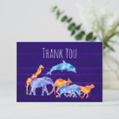 野生の動物の群れ紫抽象芸術ありがとう サンキューカード (スタンド正面)