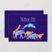 野生の動物の群れ紫抽象芸術ありがとう サンキューカード (正面/裏面)