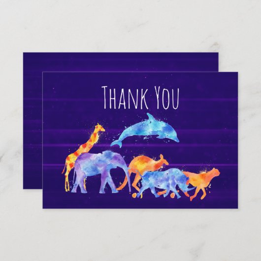 野生の動物の群れ紫抽象芸術ありがとう サンキューカード (正面/裏面)