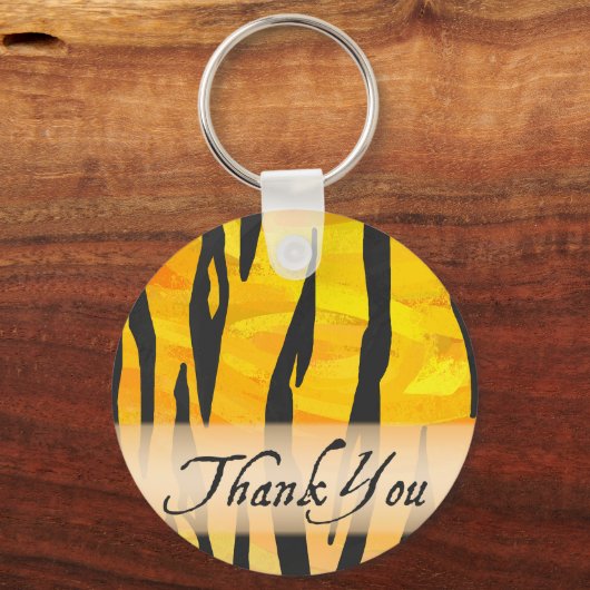 野生の動物の虎ストライプありがとう キーホルダー (正面)