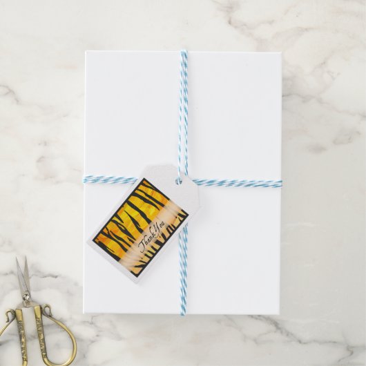 野生の動物の虎ストライプありがとう ギフトタグ (より糸つき)