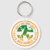野生の動物の贈り物を愛しているだけの女の子 キーホルダー (正面)