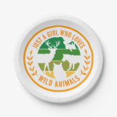 野生の動物の贈り物を愛しているだけの女の子 ペーパープレート (正面)