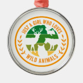 野生の動物の贈り物を愛しているだけの女の子 メタルオーナメント (正面)