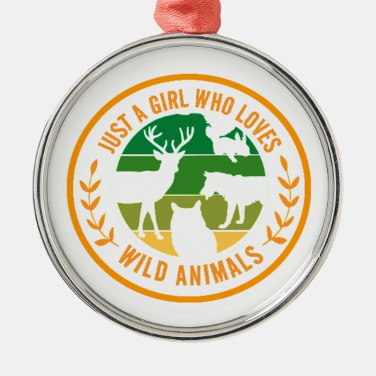 野生の動物の贈り物を愛しているだけの女の子 メタルオーナメント (正面)