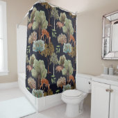 野生の動物クマの鹿のパターン シャワーカーテン (インサイチュ)