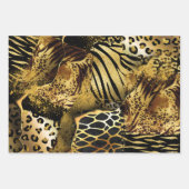 野生の動物サファリの皮膚プリントパターン金ゴールドブラック ラッピングペーパーシート (正面2)