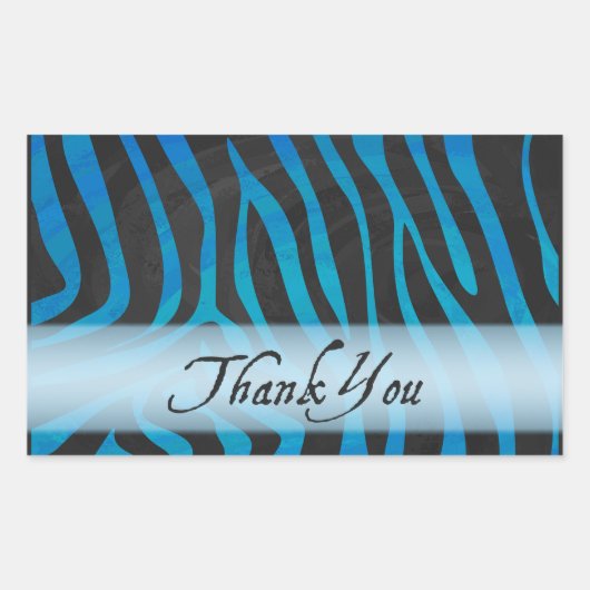 野生の動物ゼブラありがとう 長方形シール (正面)