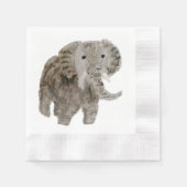野生の動物ゾウ 縁ありカクテルナプキン (正面)
