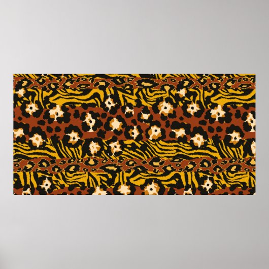野生の動物ヒョウと虎の皮パッチワークのアバスト ポスター (正面)