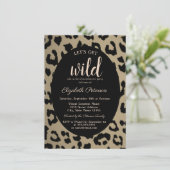 野生の動物ヒョウの印刷バチェロレッテを取得しよう 招待状 (スタンド正面)