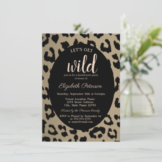 野生の動物ヒョウの印刷バチェロレッテを取得しよう 招待状 (スタンド正面)