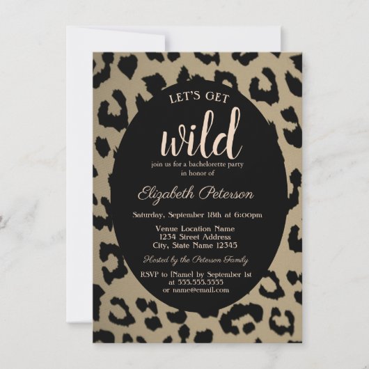 野生の動物ヒョウの印刷バチェロレッテを取得しよう 招待状 (正面)