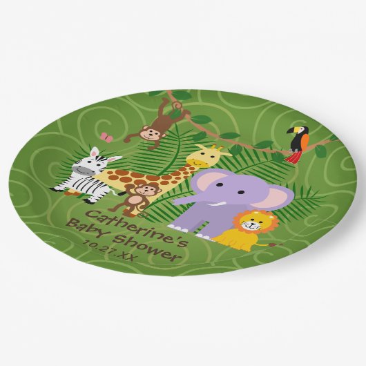 野生の動物園の動物ジャングルサファリベイビーシャワー ペーパープレート (アングル)