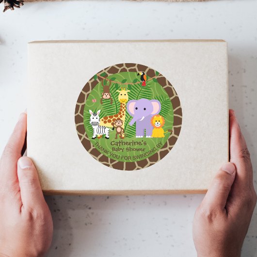 野生の動物園の動物ジャングルサファリベイビーシャワー ラウンドシール