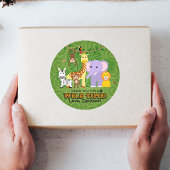 野生の動物園アニマルジャングルサファリ誕生日ありがとう ラウンドシール