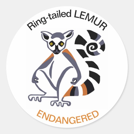 野生の動物 – リングや輪尾LEMUR-自然- ラウンドシール (正面)