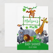 野生の動物 ワイルド ワン ジャングルの緑豊かなサファリ 冬 招待状 (正面/裏面)