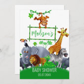 野生の動物 ワイルド ワン ジャングル 招待状 (正面/裏面)