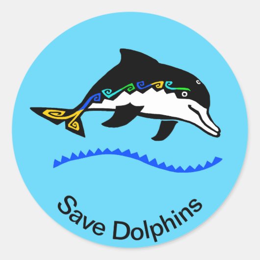 野生の動物 – 救 DOLPHINS – マリーン – 海ブルー ラウンドシール (正面)