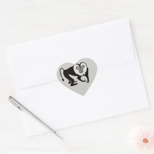野生の動物 – 私はライオンの尾のマカクが大好き –  ハートシール (封筒)