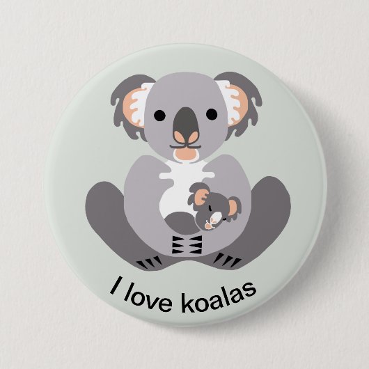 野生の動物 – 私はKOALASが大好き – オーストラリアの野生生物 –  缶バッジ (正面)
