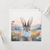 野生の吹花を持つウサギのブルーバブルガム カード (正面/裏面インサイチュ)
