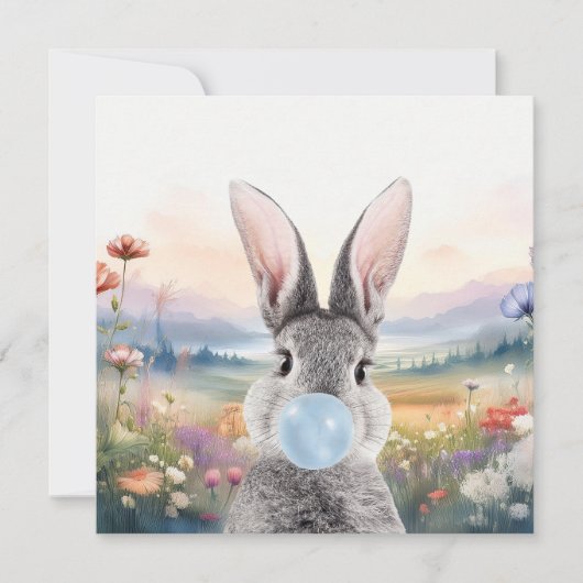 野生の吹花を持つウサギのブルーバブルガム カード (正面)